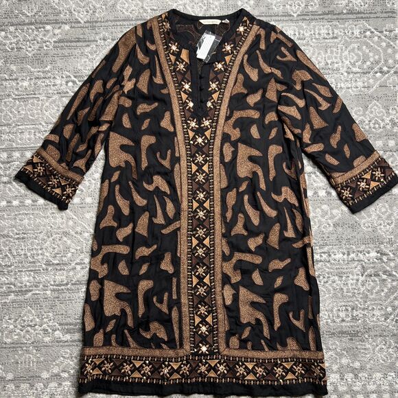 Soft Surroundings NWT Tunic Dress Medium Sequins Embroidery 3/4 Sleeve Anantara - Picture 1 of 9
